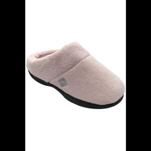 Isotoner Women's Mixed Microterry Hoodback Slippers Pink - Medium